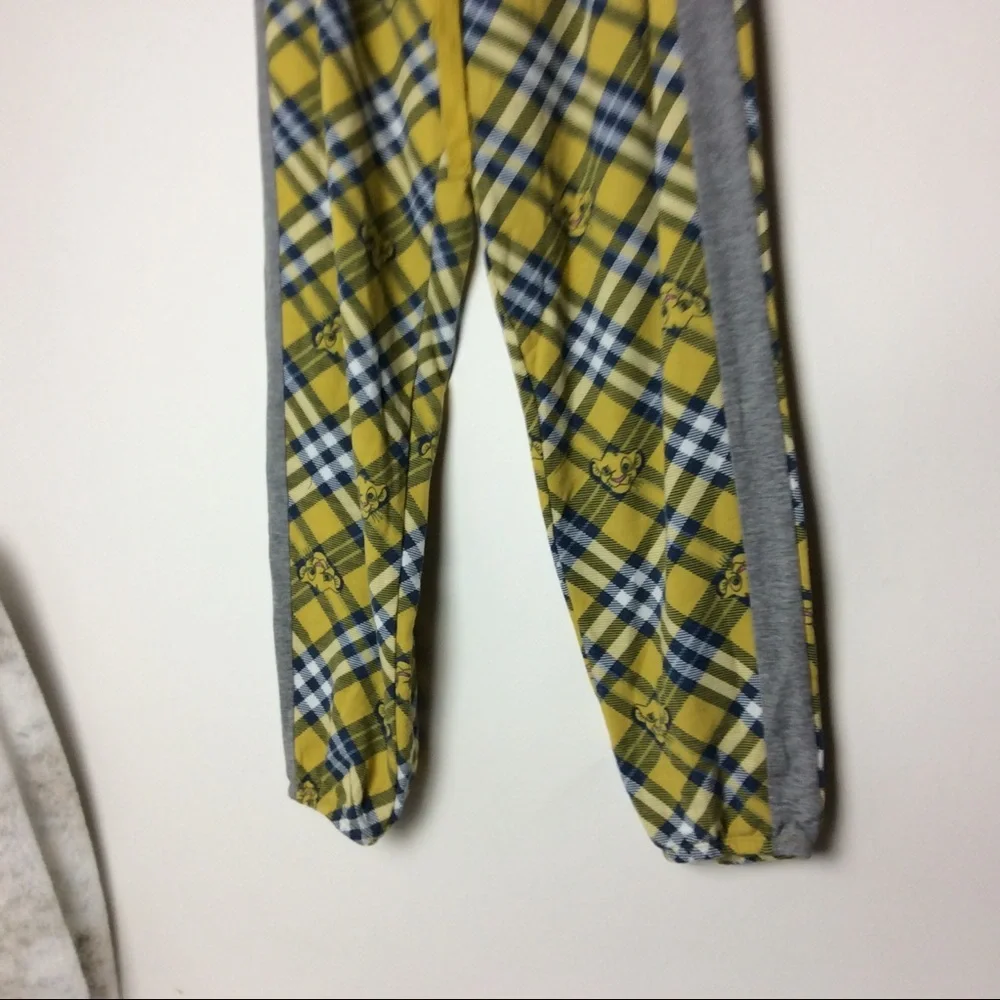Disney The Lion King Pajama Pants Yellow Gray Plaid Women's Medium - Picture 3 of 12
